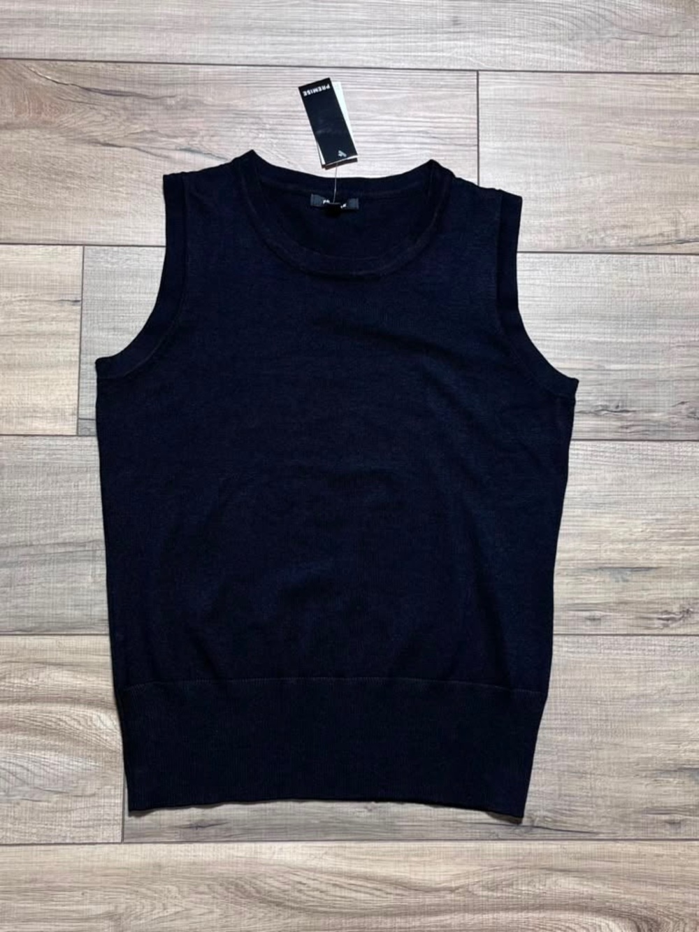 Premise Womens Sleeveless Knit Sweater Top Size Medium Black Rayon Nylon